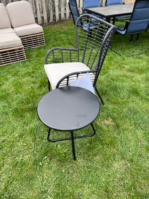 Black Wicker Armchair + Side Table