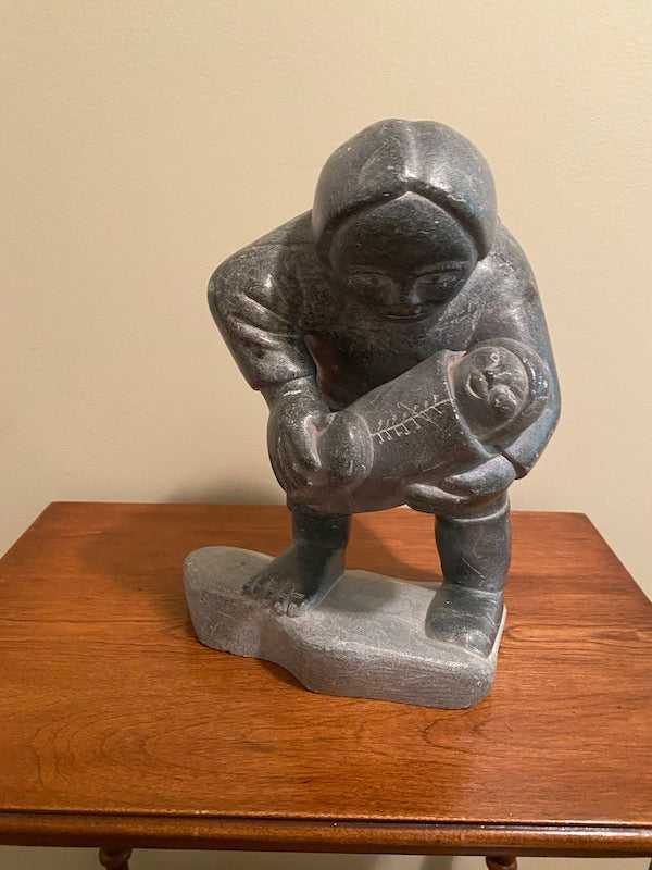 Soapstone Sculpture- 'Mother Holding Baby