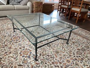 Glass Top Coffee Table, Metal Base