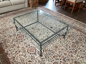 Glass Top Coffee Table, Metal Base