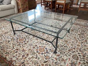 Glass Top Coffee Table, Metal Base