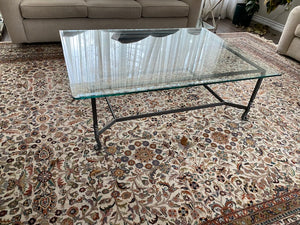 Glass Top Coffee Table, Metal Base