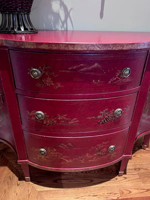 Red Oriental Style Console Cabinet- from ELTE