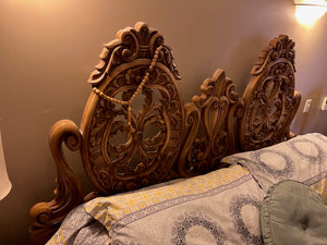 Antique Wood Carved King Headboard