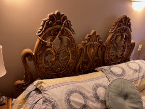 Antique Wood Carved King Headboard