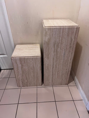 Pair of Travertine Pedestal Stands