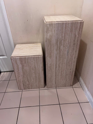 Pair of Travertine Pedestal Stands