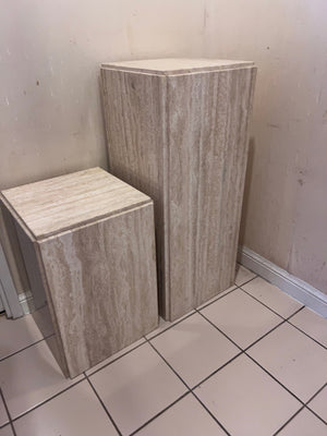 Pair of Travertine Pedestal Stands