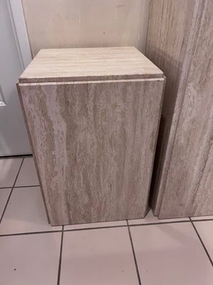 Pair of Travertine Pedestal Stands