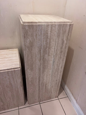 Pair of Travertine Pedestal Stands