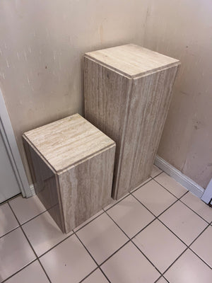 Pair of Travertine Pedestal Stands