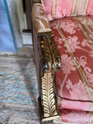 Pair of French Style Antique Chairs, Red Upholstery