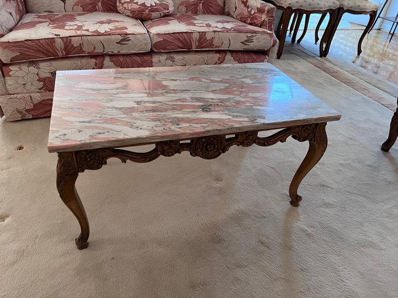 Vintage Marble Coffee Table with Carved Wood Base – Sell My Stuff