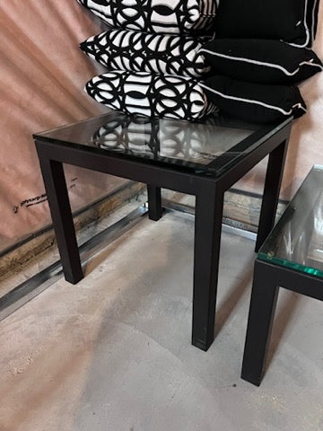 Glass Top, Metal Base Side Table