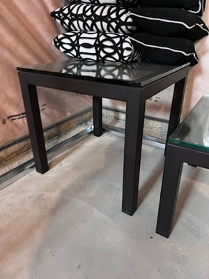 Glass Top, Metal Base Side Table