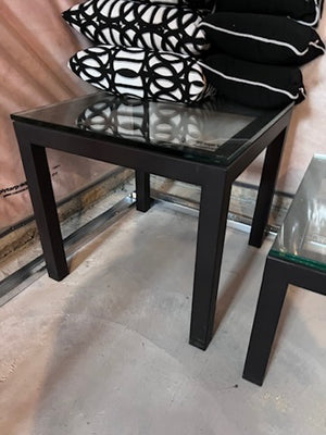 Glass Top, Metal Base Side Table