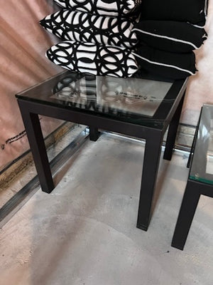 Glass Top, Metal Base Side Table