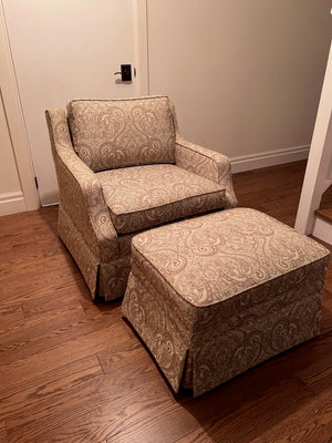 Upholstered Chair + Ottoman