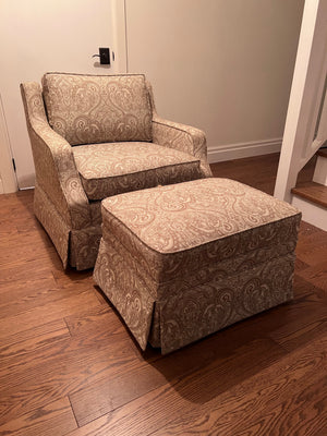 Upholstered Chair + Ottoman