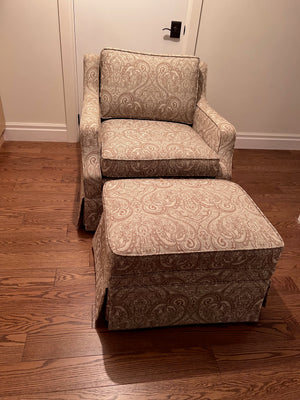 Upholstered Chair + Ottoman