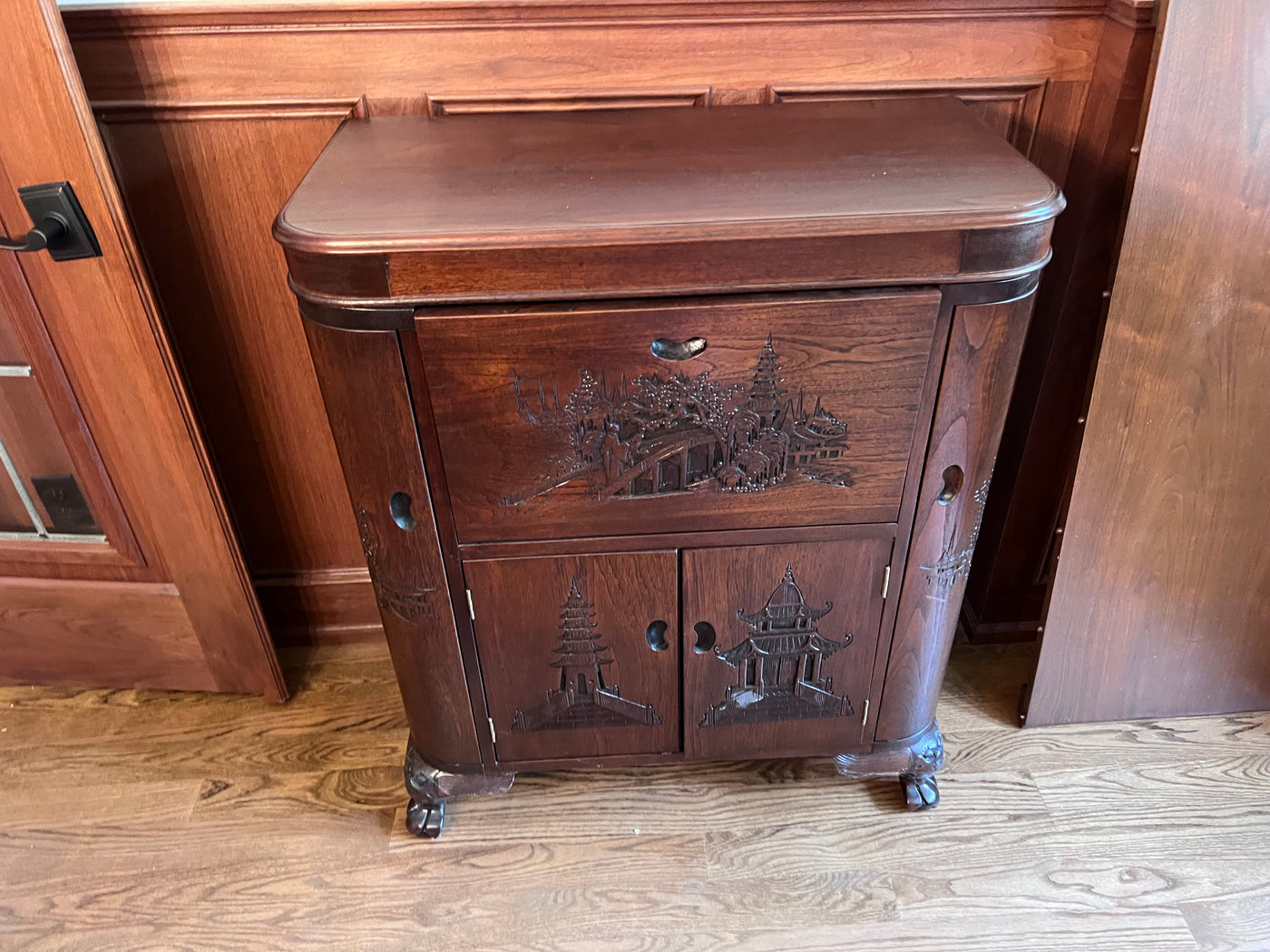 Chinese carved bar deals cabinet