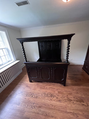 VERY UNIQUE Black Antique Jacobean Four-Poster Bed with Canopy (Double)