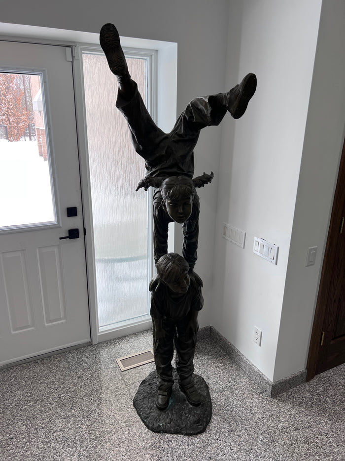 Large Bronze Statue- "Acrobat Kids"- 6.6ft