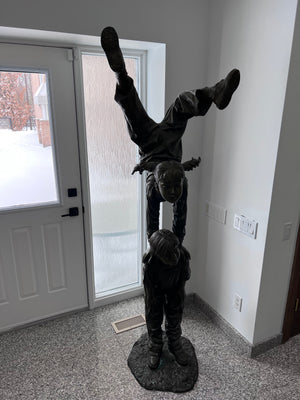 Large Bronze Statue- "Acrobat Kids"- 6.6ft