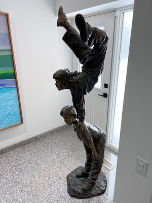 Large Bronze Statue- "Acrobat Kids"- 6.6ft