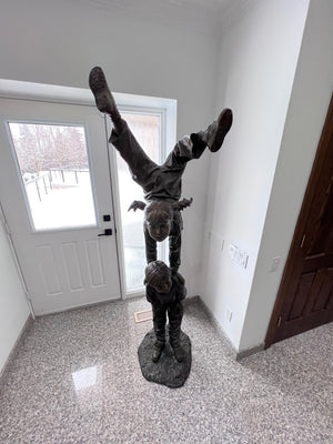 Large Bronze Statue- "Acrobat Kids"- 6.6ft