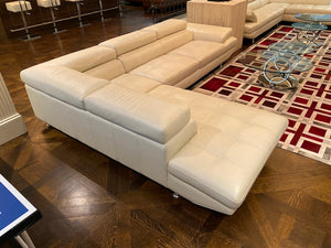 White Leather Sectional Sofa- Right Facing