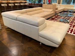 White Leather Sectional Sofa- Right Facing