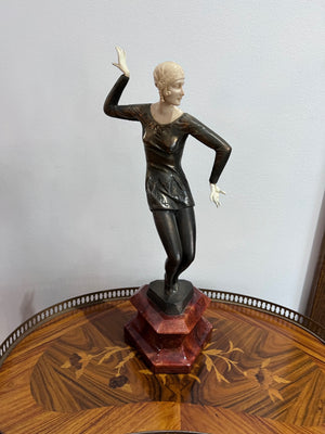 Ferdinand Preiss Bronze Polychrome and Ivory Sculpture- "Charleston Dancer"