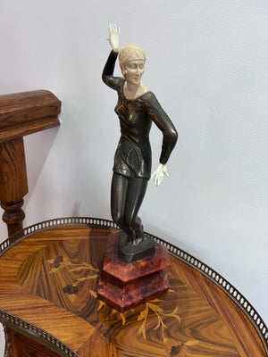 Ferdinand Preiss Bronze Polychrome and Ivory Sculpture- "Charleston Dancer"