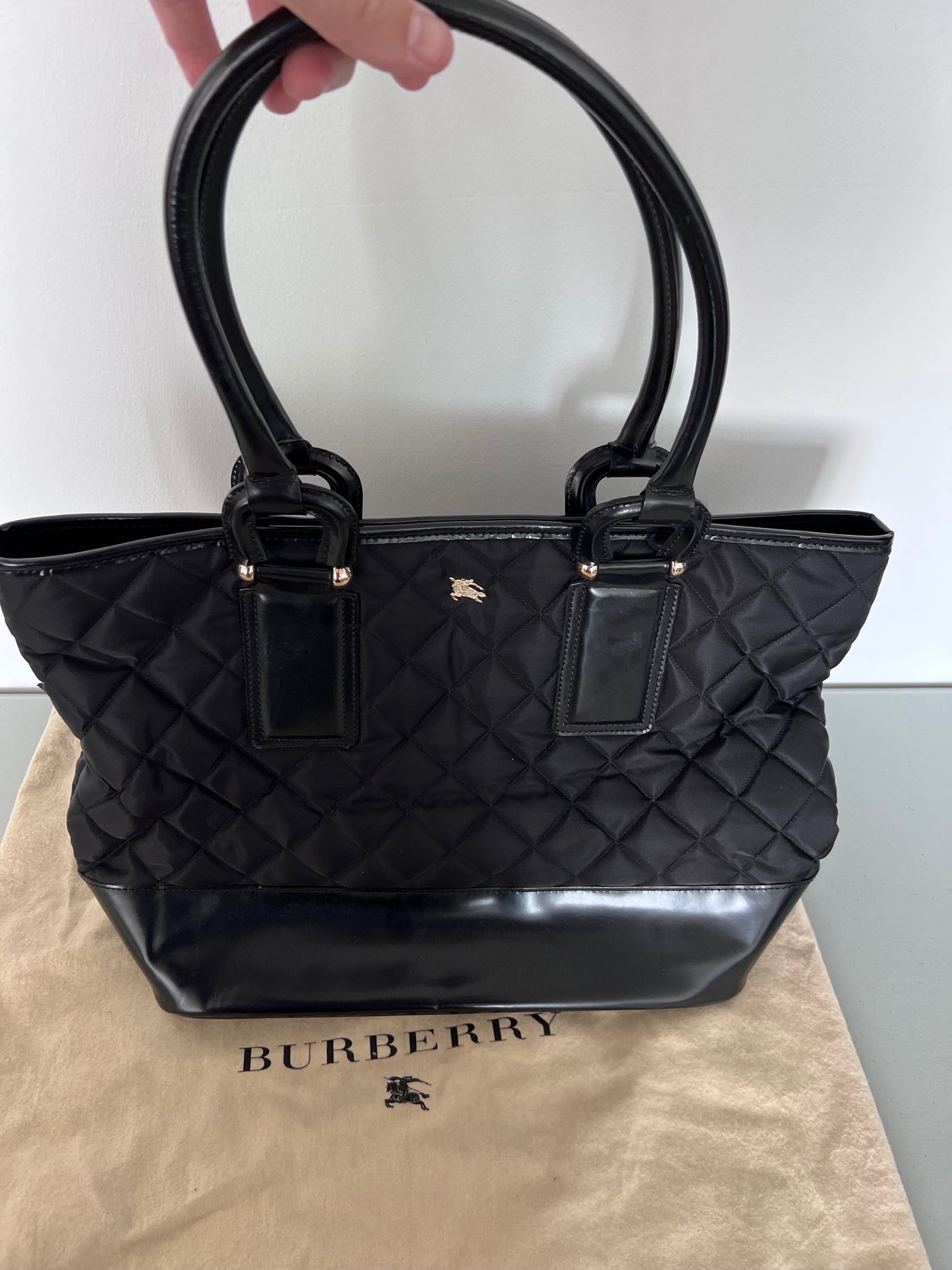 Burberry black 2024 nylon tote bag