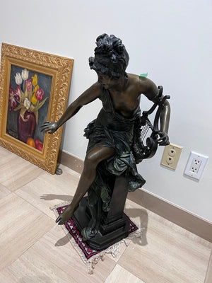 Albert Ernest Carrier-Belleuse (1824 - 1887) Bronze Sculpture- "Mélodie"- 30"