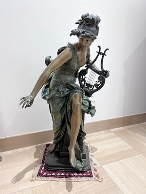 Albert Ernest Carrier-Belleuse (1824 - 1887) Bronze Sculpture- "Mélodie"- 30"