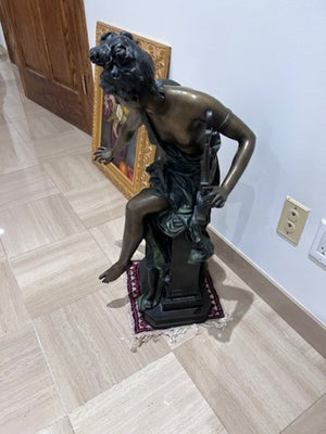 Albert Ernest Carrier-Belleuse (1824 - 1887) Bronze Sculpture- "Mélodie"- 30"