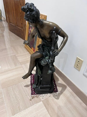 Albert Ernest Carrier-Belleuse (1824 - 1887) Bronze Sculpture- "Mélodie"- 30"