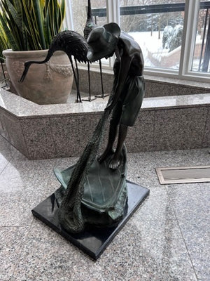 Moreau Bronze Sculpture-"Fisherman Casting Net"