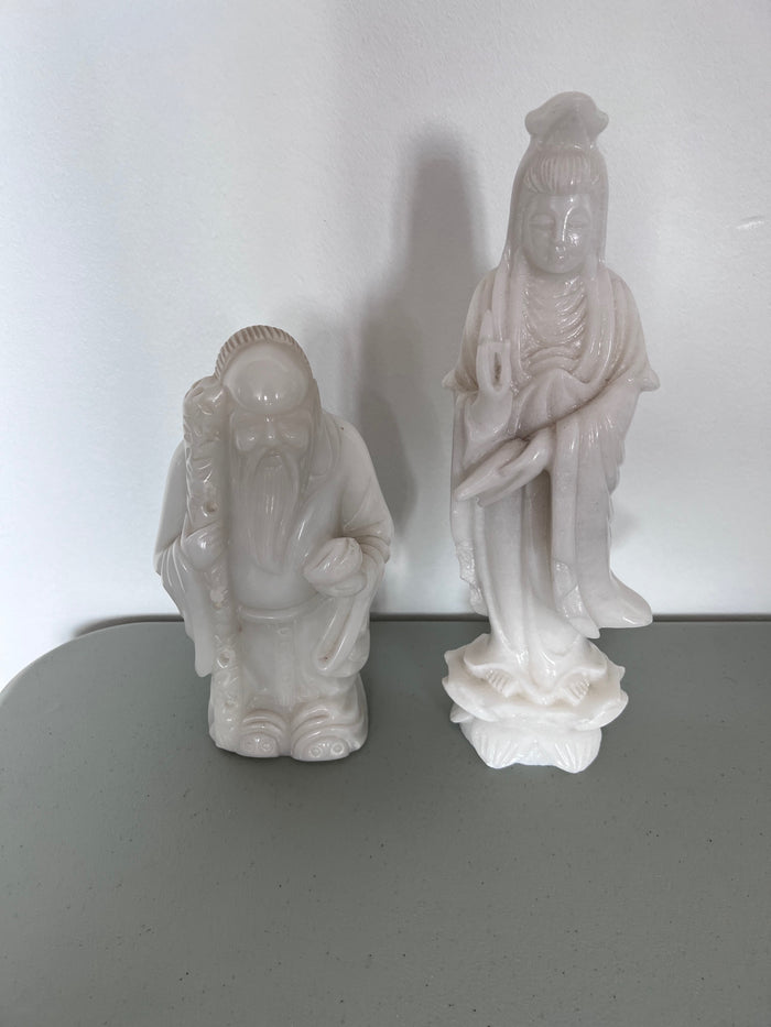 2 White Marble Oriental Style Figurines***