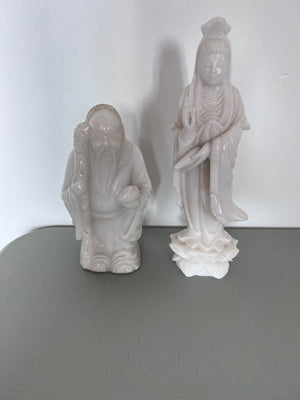 2 White Marble Oriental Style Figurines***