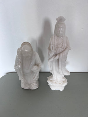 2 White Marble Oriental Style Figurines***