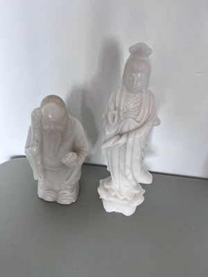 2 White Marble Oriental Style Figurines***