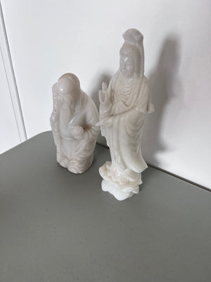 2 White Marble Oriental Style Figurines***