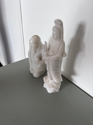 2 White Marble Oriental Style Figurines***