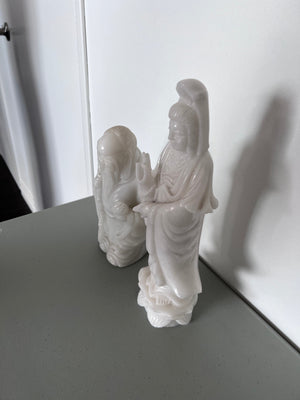 2 White Marble Oriental Style Figurines***