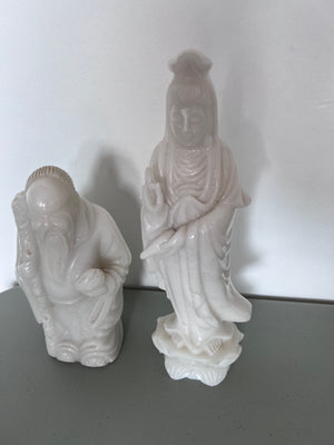 2 White Marble Oriental Style Figurines***