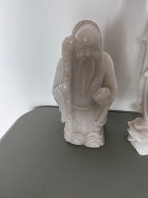 2 White Marble Oriental Style Figurines***