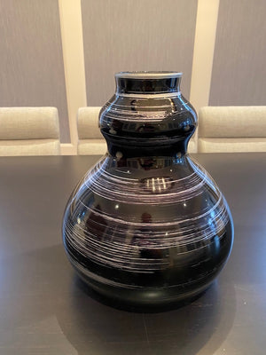 IVV Made in Italy, Black Hand Painted Vase